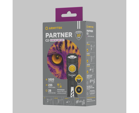 Фонарь ArmyTek Partner C2 (Black / Теплый; 1020Lm; акк18650)
